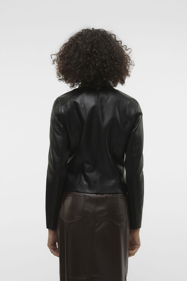 Vero Moda Cazadora biker de polipiel de mujer Negro