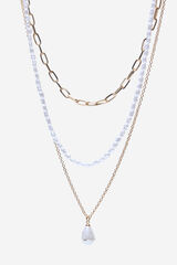 Cortefiel Triple pearl necklace Gold