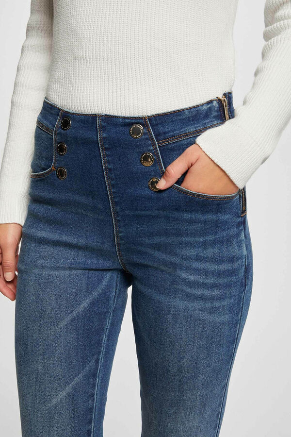 Cortefiel Jeans skinny estilo curto com botões Azul
