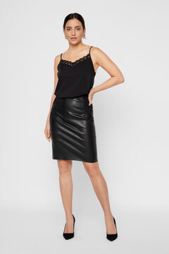 Cortefiel Faux leather mini skirt Black