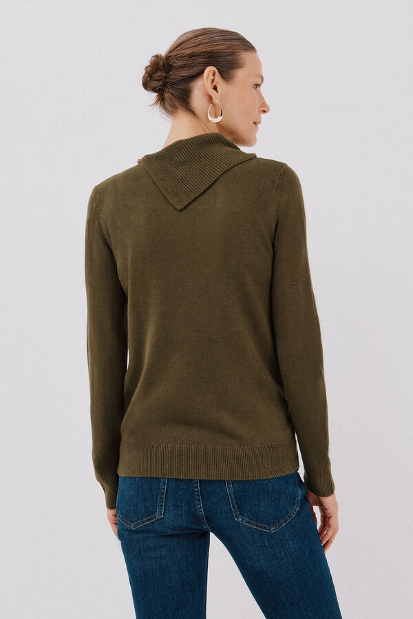 Cortefiel Button neck jumper Kaki