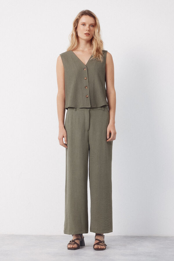 Cortefiel Textured pants Kaki