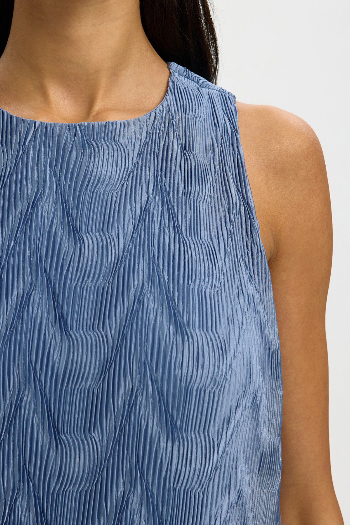 Selected Pleated fabric long dress