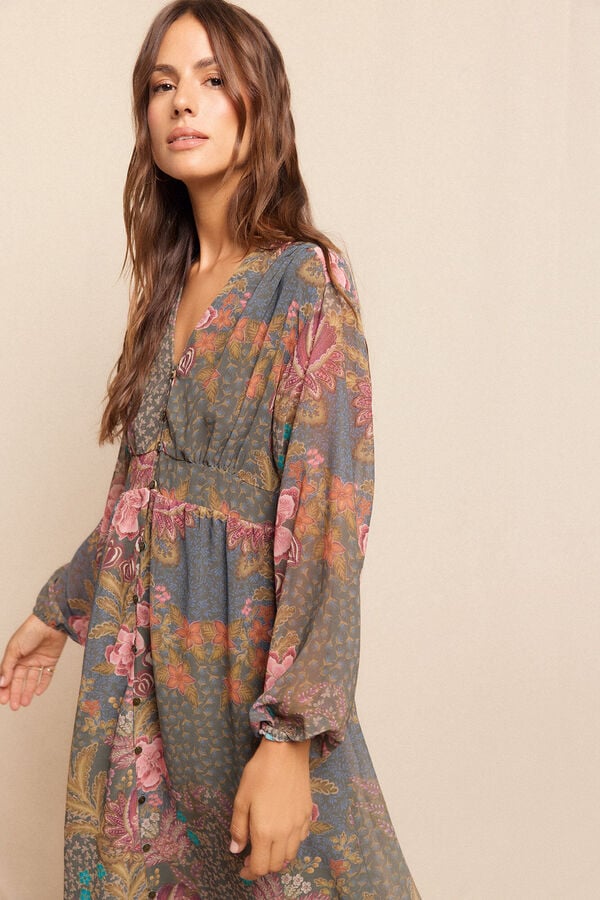 Slowlove Vestido comprido estampado Verde