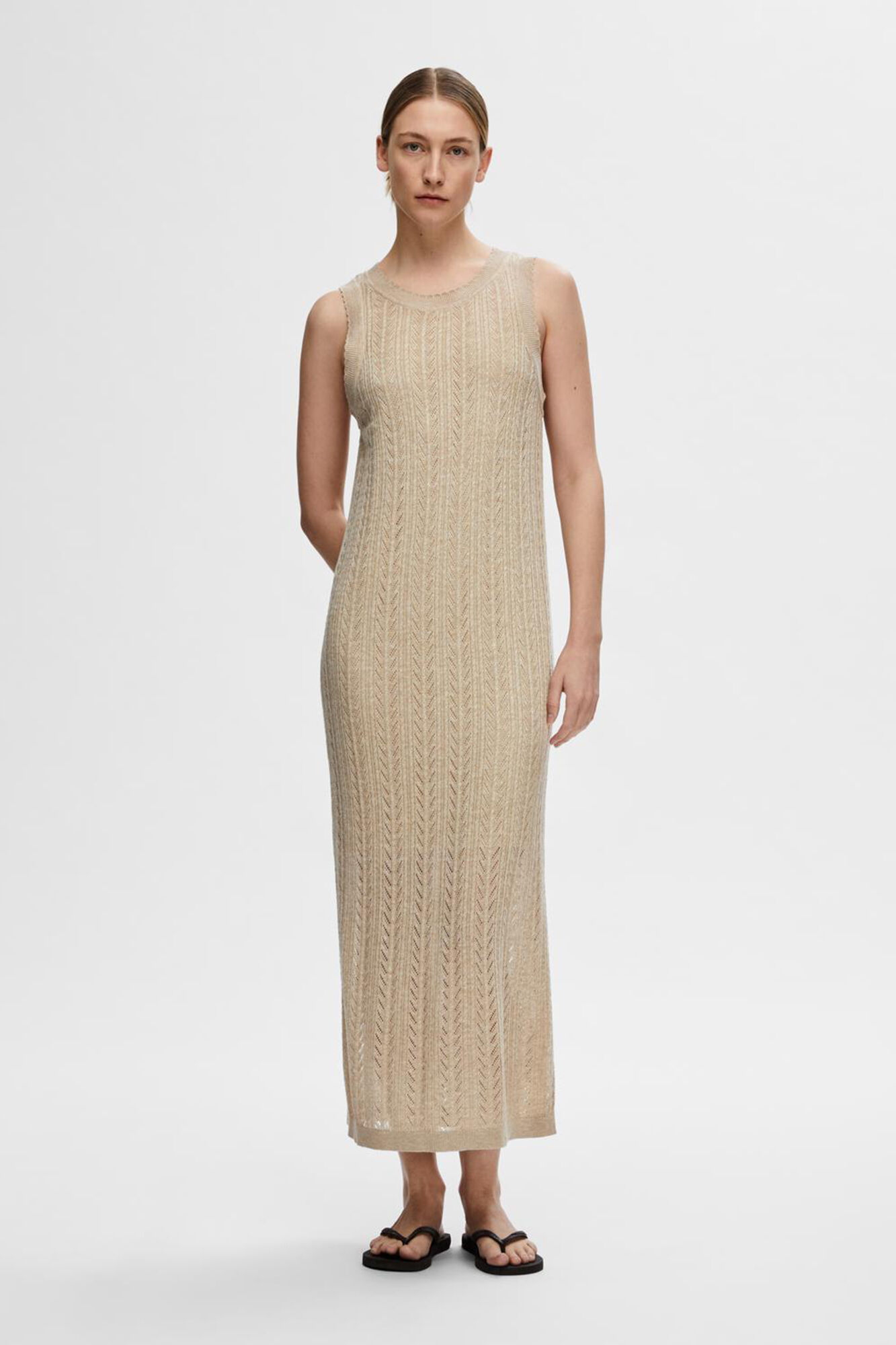 Long jersey knit dress 2025
