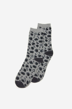 Cortefiel BCI cotton leopard socks Grey