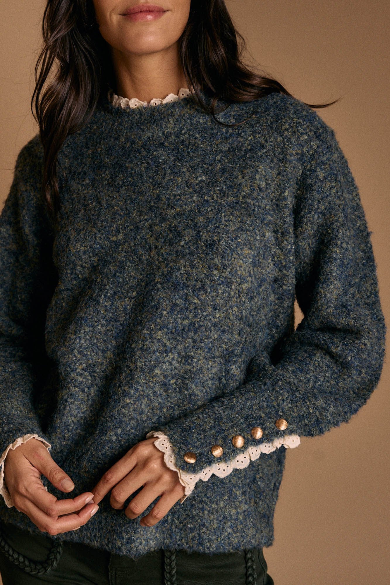 Pol&iacute;n Et Moi Su&eacute;ter de malha grossa