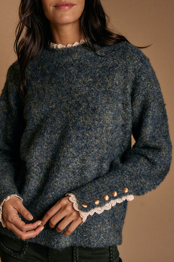 Pol&iacute;n Et Moi Su&eacute;ter de malha grossa Azul