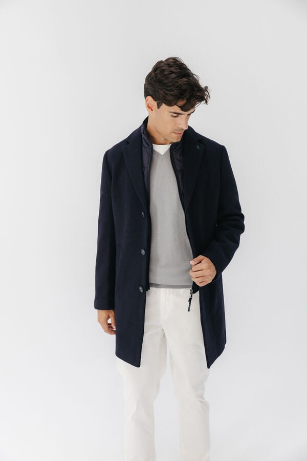 elPulpo Sobretudo com peito de tecido destacável Azul