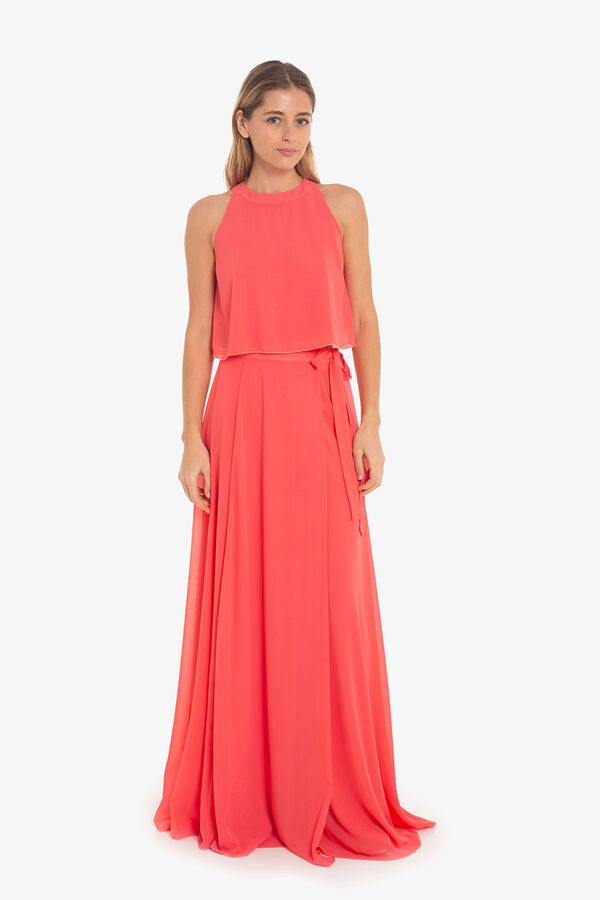 Cuplé Top curto de chiffon Vermelho