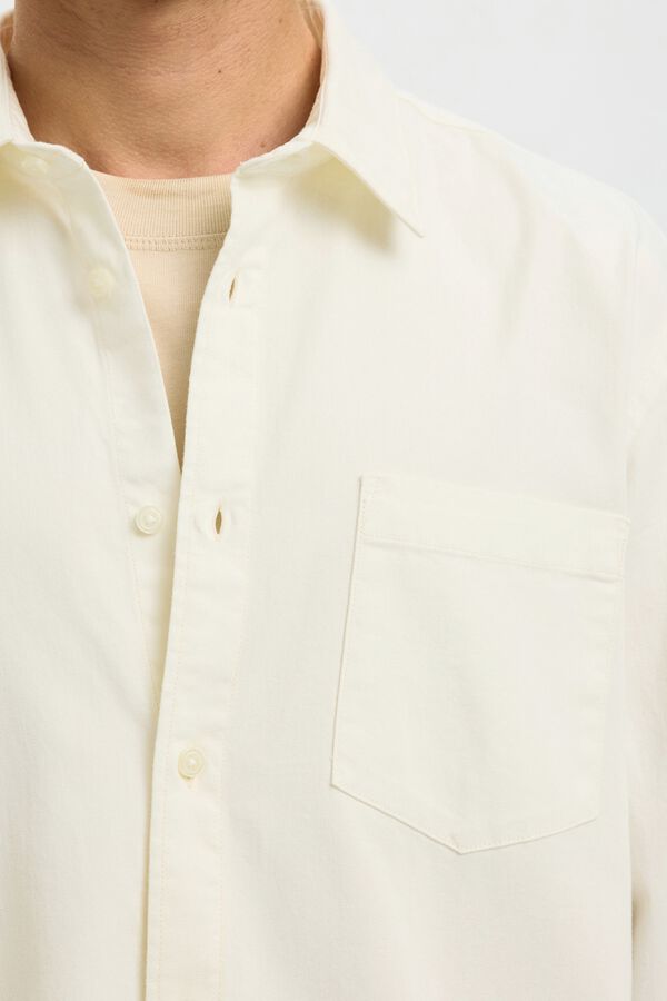 Selected Camisa de ganga leve 100% algod&atilde;o org&acirc;nico Ecru