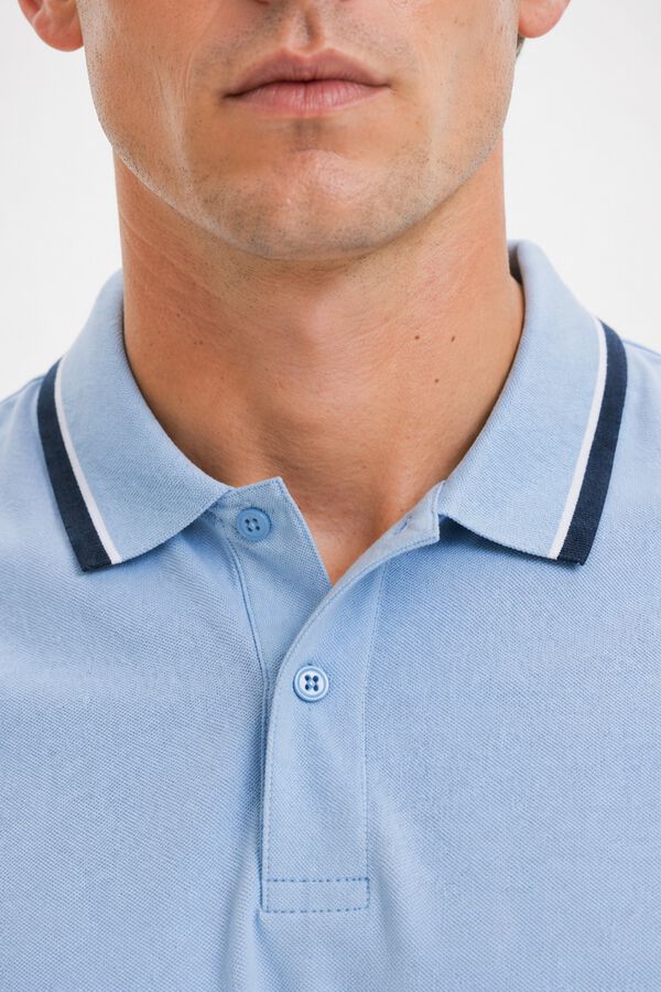Selected Piqu&eacute; short sleeve polo shirt Blue