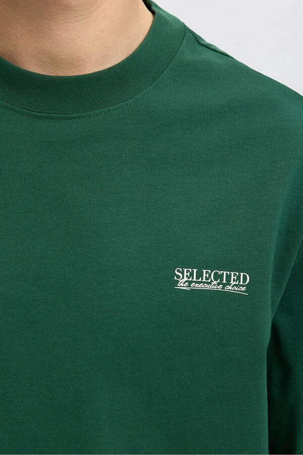 Selected Camiseta com logo de T-shirt de manga curta   Verde