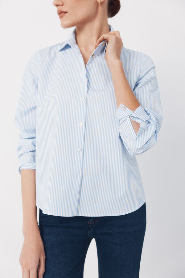 Cortefiel Poplin shirt Printed blue