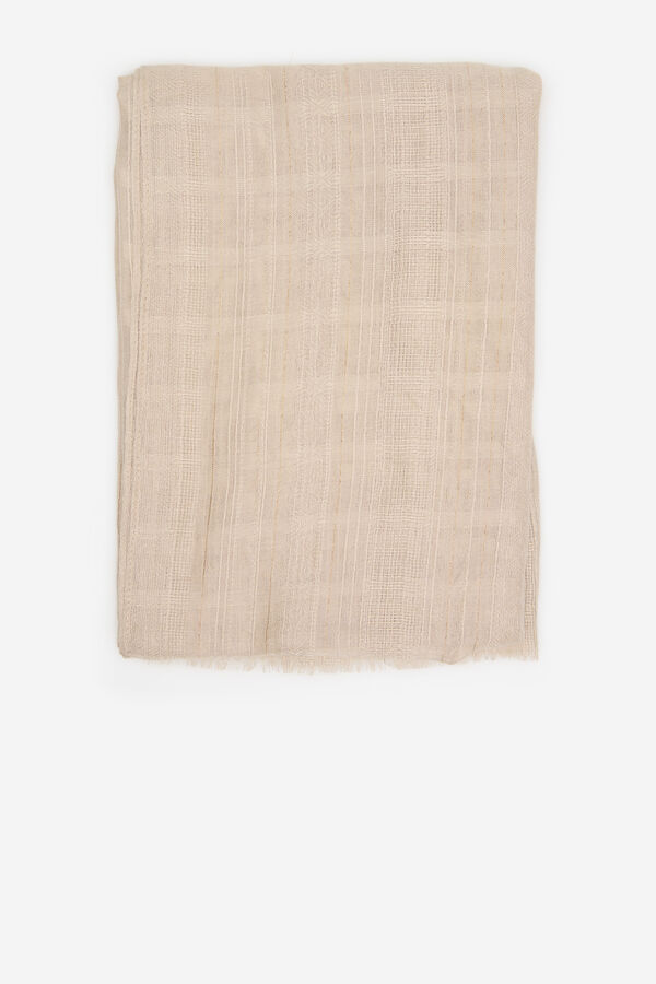 Cortefiel Lurex textured scarf Ivory