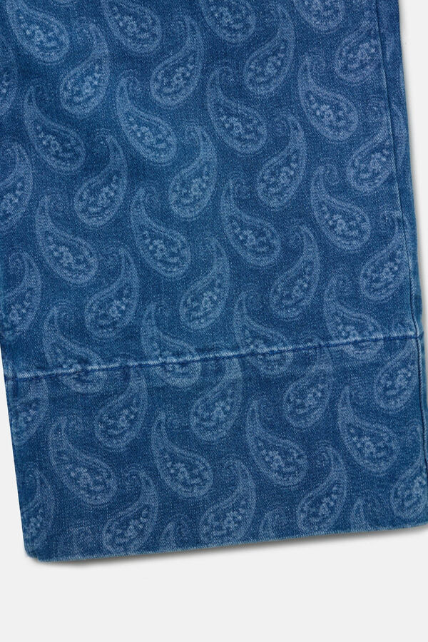 Silbon Calça denim com estampado paisley Azul