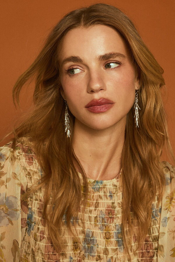 Slowlove Pendientes flecos cadena Gris