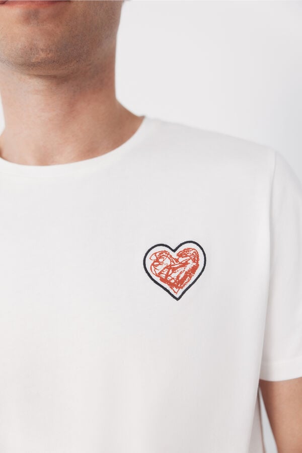 Cortefiel Little hearts t-shirt White