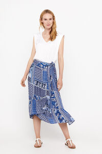 Cortefiel Printed midi skirt Printed blue