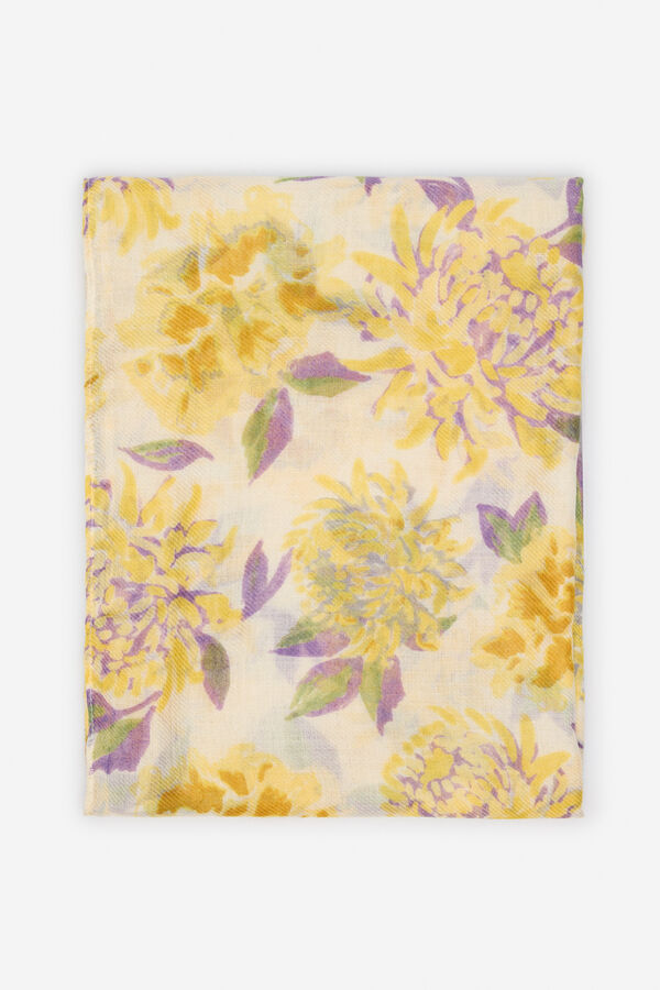 Cortefiel Fular floral Estampado amarillo