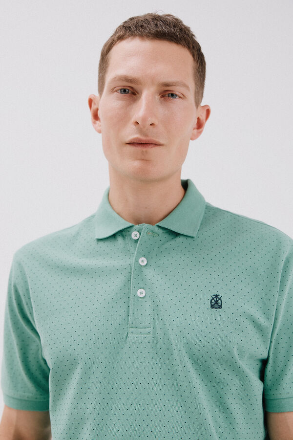 Cortefiel Printed polo shirt Green