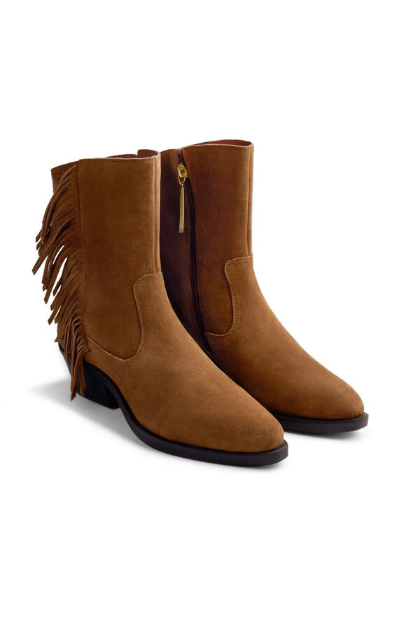 Gioseppo Botins de cowboy de pele com franjas Kasson Castanho
