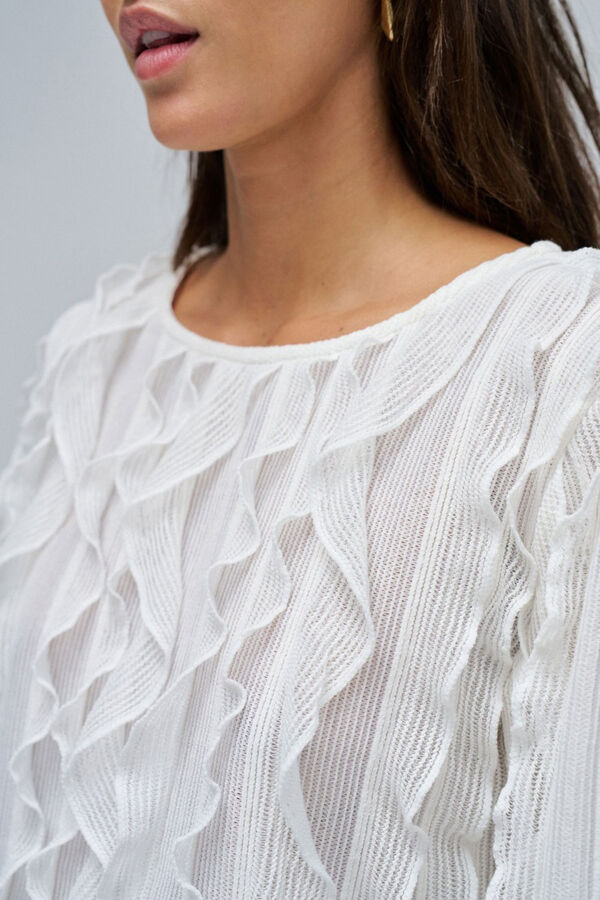 Salsa Jeans Blusa com babados Ecru