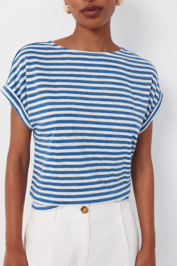 Cortefiel T-shirt riscas Azul