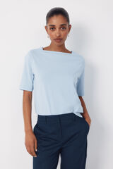 Cortefiel Boat neck t-shirt Blue