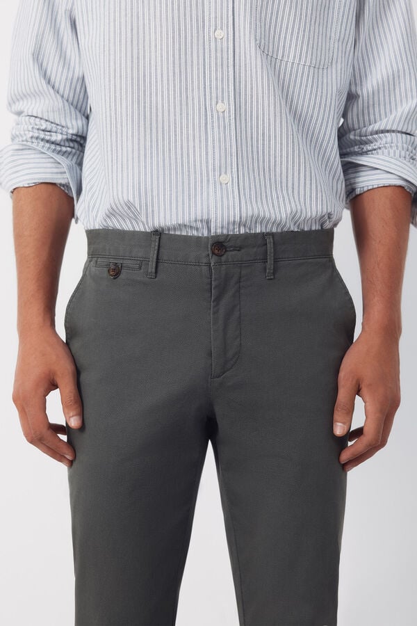 Cortefiel Slim-fit print chinos pants Kaki