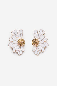 Cortefiel Enamel daisies earrings White