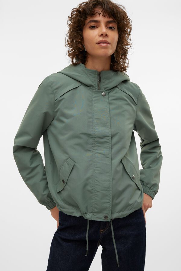 Vero Moda Parka curta com fecho-&eacute;clair oculto Verde