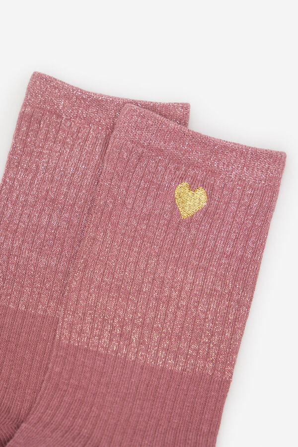 Cortefiel Long lurex socks Pink
