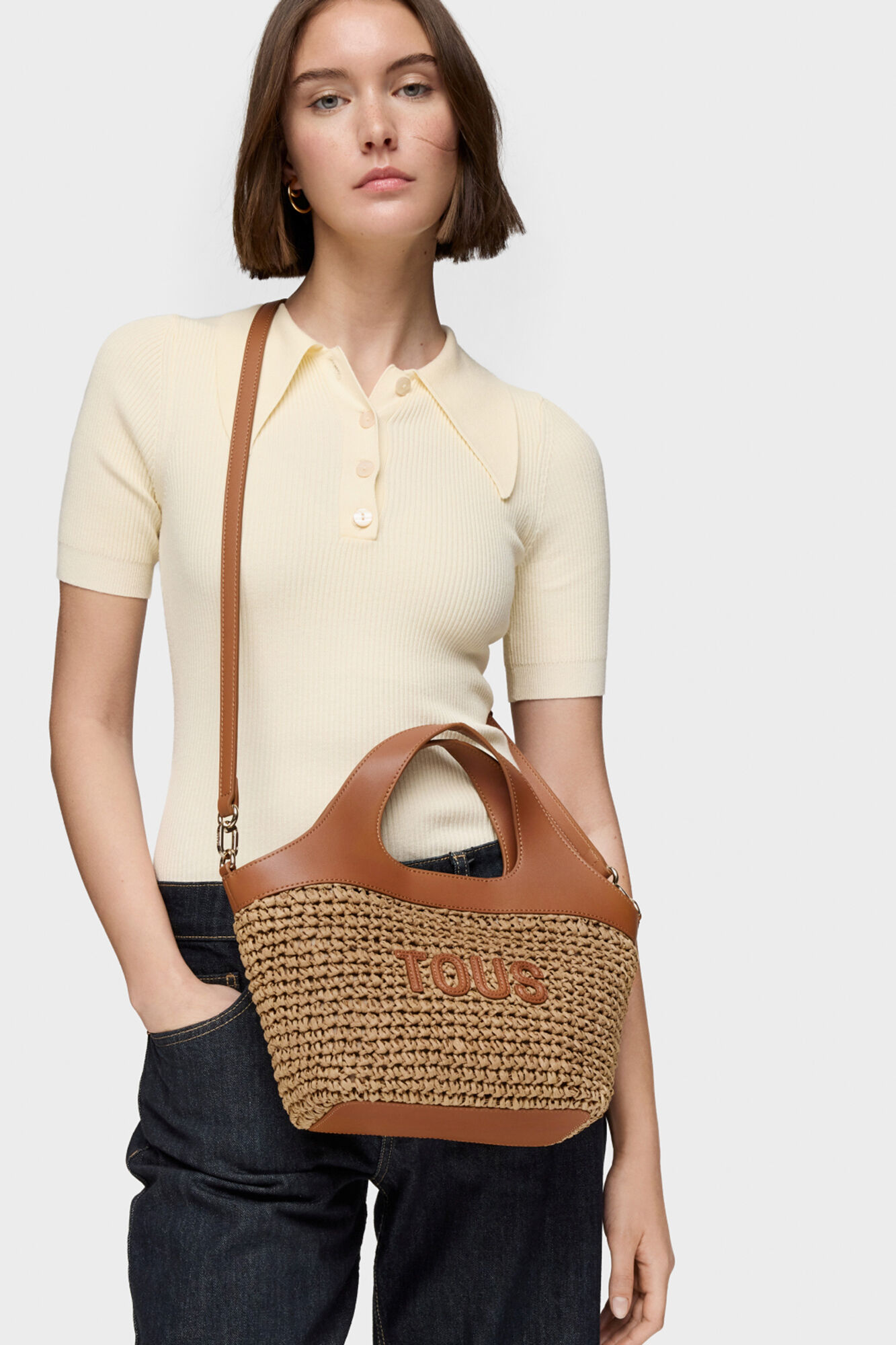 Tous Capazo mediano camel TOUS Lirio Rafia