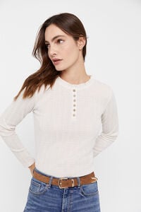 Cortefiel Textured buttoned top Ivory