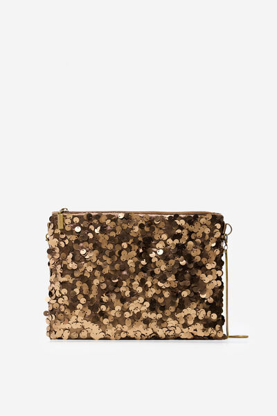 Cortefiel Sequin handbag Gold