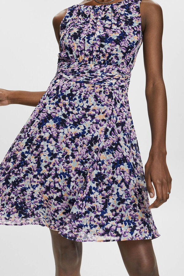 Cortefiel Short chiffon dress with gathered waist Multicolour