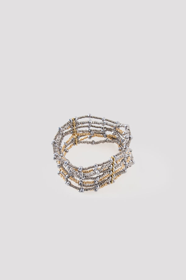 Cortefiel Pulsera cristales metalizados Dorado