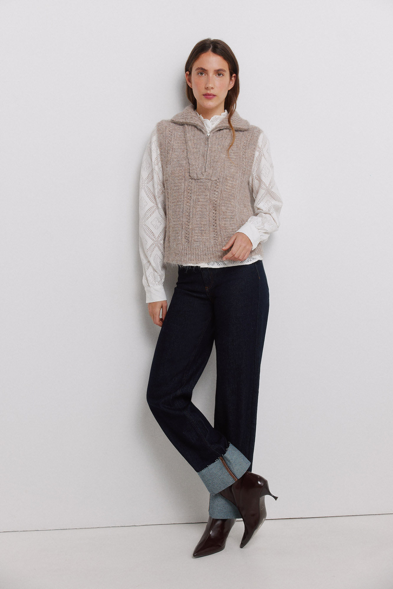 Vila High neck knit gilet