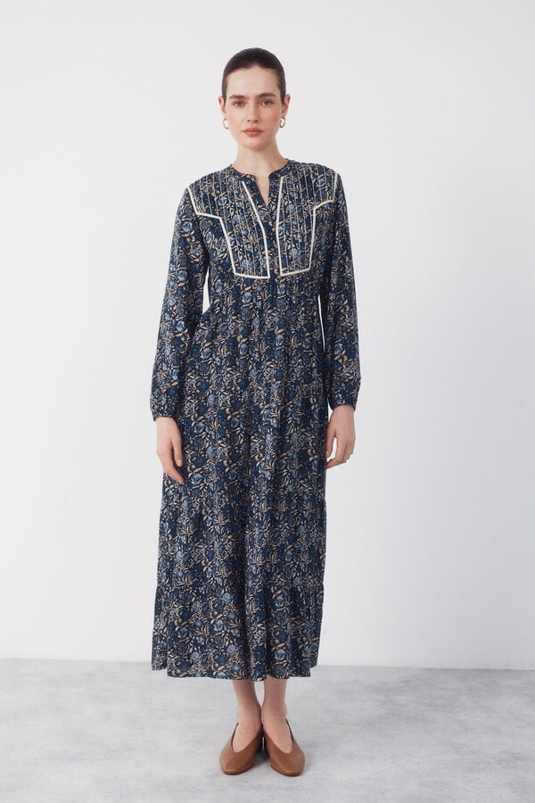 Cortefiel Fluid printed dress Printed blue