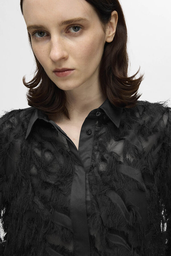 Selected Femme Fluffy long sleeve shirt. Black