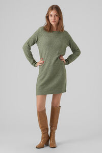 Cortefiel Round neck jersey-knit dress Green