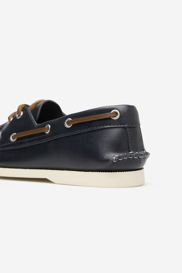 Cortefiel Zapato nautico piel Azul marino