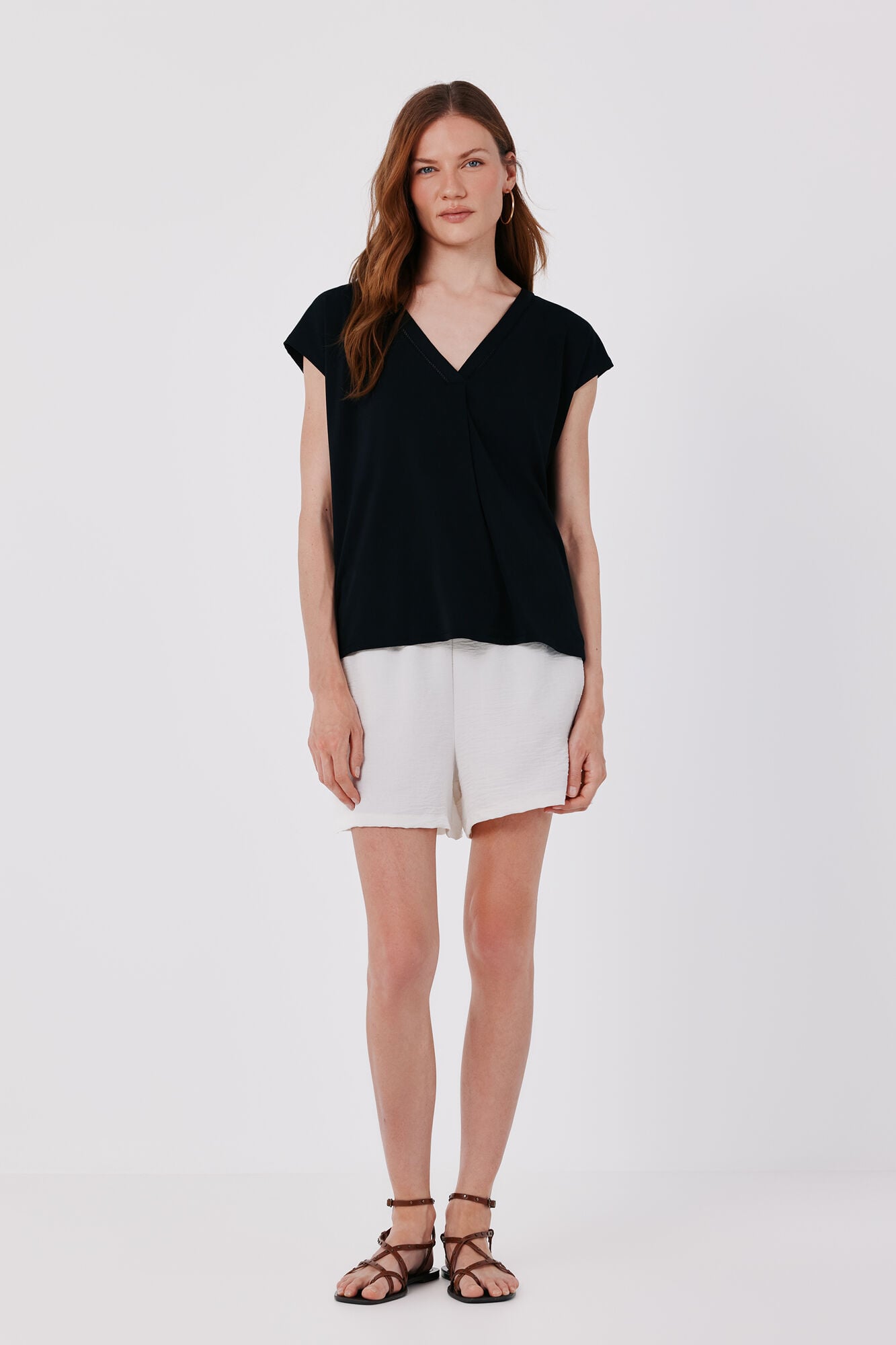Cortefiel V-neck T-shirt with lace detail