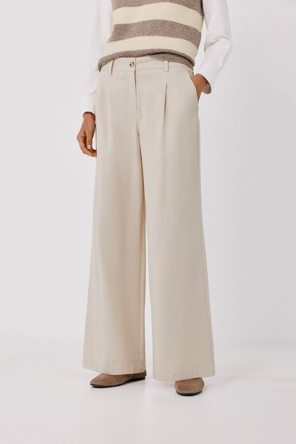 Cortefiel Women's serge trousers Ivory