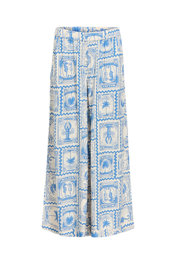 Object Pantal&oacute;n ancho fluido estampado Azul