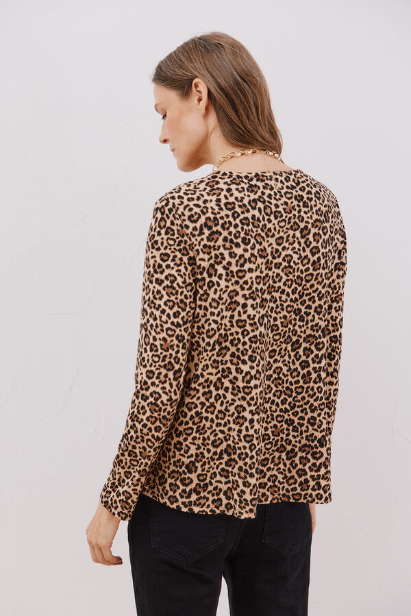 Cortefiel fluid pleated top Printed beige