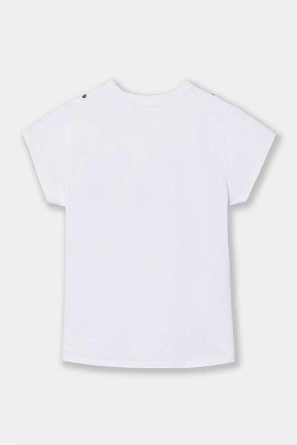 Cortefiel Women's roll-out sleeve T-shirt  White