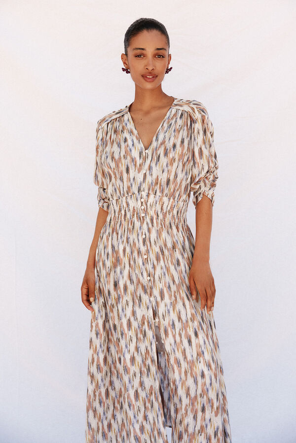 Cortefiel Long printed dress Multicolour