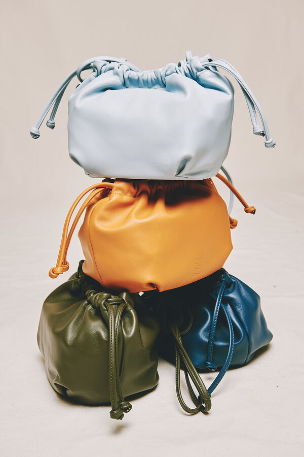 Zubi Bolsa bucket de pele Azul